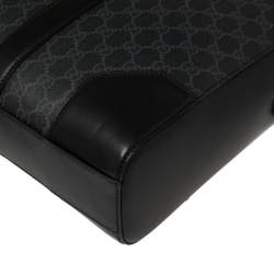 Pre Owned Gucci Black/Grey GG Supreme Canvas and Leather Large Briefcase