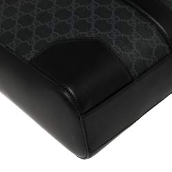 Pre Owned Gucci Black/Grey GG Supreme Canvas and Leather Large Briefcase