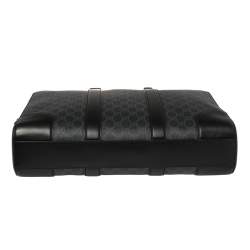 Pre Owned Gucci Black/Grey GG Supreme Canvas and Leather Large Briefcase