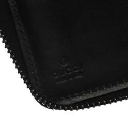 Gucci Black Guccissima Leather Zip Around Wallet