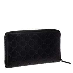 Gucci Black Guccissima Leather Zip Around Wallet