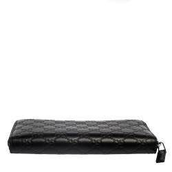 Gucci Black Guccissima Leather Zip Around Wallet