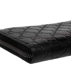 Gucci Black Guccissima Leather Zip Around Wallet