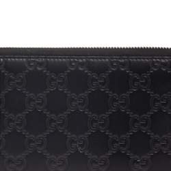 Gucci Black Guccissima Leather Zip Around Wallet
