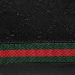Gucci Black Guccissima Leather Web Bifold Wallet
