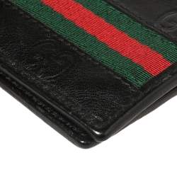 Gucci Black Guccissima Leather Web Bifold Wallet
