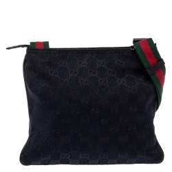 Gucci Navy Blue GG Canvas Small Vintage Web Messenger Bag