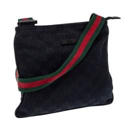 Gucci Navy Blue GG Canvas Small Vintage Web Messenger Bag