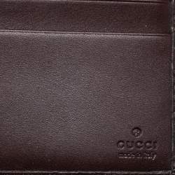 Gucci Dark Brown Guccissima Leather Web Detail Bifold Wallet