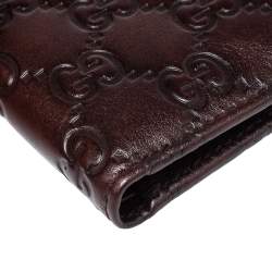 Gucci Dark Brown Guccissima Leather Web Detail Bifold Wallet