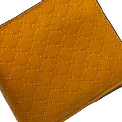 Pre Owned Gucci Mustard Yellow Leather Microguccissima Bifold Wallet