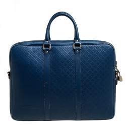 Gucci Blue Bright Diamante Leather Medium Briefcase 