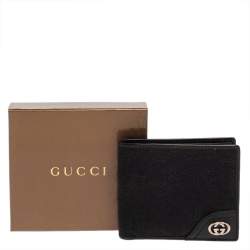 Gucci Black GG Canvas and Leather GG Interlocking Bifold wallet