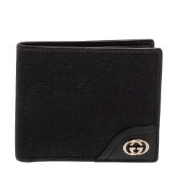 Card case with Interlocking G in Black GG Canvas