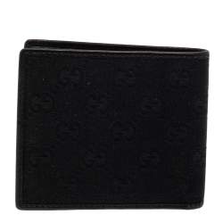Gucci Black GG Canvas and Leather GG Interlocking Bifold wallet