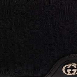 Gucci Black GG Canvas and Leather GG Interlocking Bifold wallet