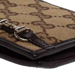 Gucci Beige/Ebony GG Canvas and Leather Horsebit Bifold Wallet
