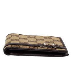 Gucci Beige/Ebony GG Canvas and Leather Horsebit Bifold Wallet