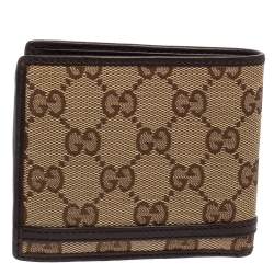 Gucci Beige/Ebony GG Canvas and Leather Horsebit Bifold Wallet