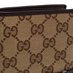 Gucci Beige/Ebony GG Canvas and Leather Horsebit Bifold Wallet