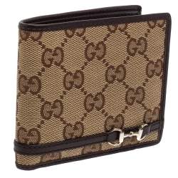 Gucci Beige/Ebony GG Canvas and Leather Horsebit Bifold Wallet
