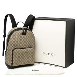 Gucci Beige/Black GG Supreme Canvas and Leather Eden Backpack