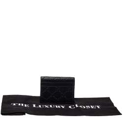 Pre Owned حافظة بطاقات غوتشي ثنائية الطيه جلد غوتشيسيما أسود