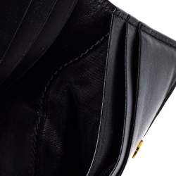 Pre Owned حافظة بطاقات غوتشي ثنائية الطيه جلد غوتشيسيما أسود