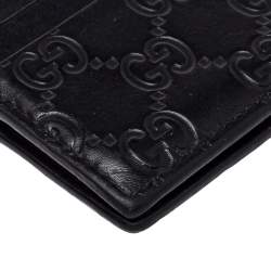 Pre Owned حافظة بطاقات غوتشي ثنائية الطيه جلد غوتشيسيما أسود