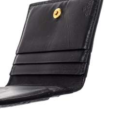 Pre Owned حافظة بطاقات غوتشي ثنائية الطيه جلد غوتشيسيما أسود