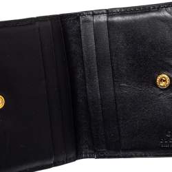 Pre Owned حافظة بطاقات غوتشي ثنائية الطيه جلد غوتشيسيما أسود