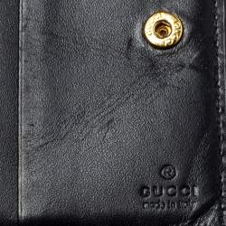 Pre Owned حافظة بطاقات غوتشي ثنائية الطيه جلد غوتشيسيما أسود