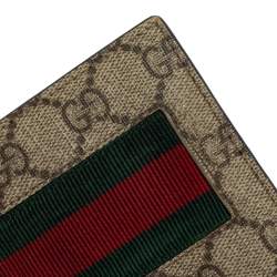 Gucci Beige GG Supreme Canvas Signature Web Bifold Wallet 