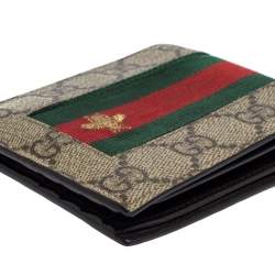 Gucci Beige GG Supreme Canvas Signature Web Bifold Wallet 