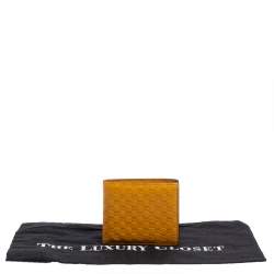 Pre Owned Gucci Mustard Yellow Leather Microguccissima Bifold Wallet