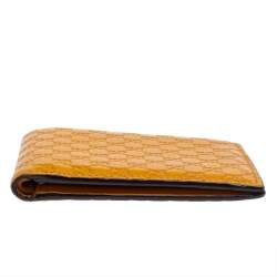Pre Owned Gucci Mustard Yellow Leather Microguccissima Bifold Wallet