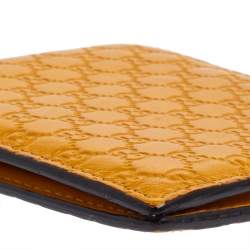 Pre Owned Gucci Mustard Yellow Leather Microguccissima Bifold Wallet