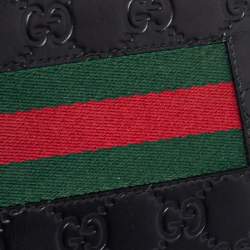 مملوكة مسبقًا Gucci Black Guccissima Leather Web Bifold Wallet
