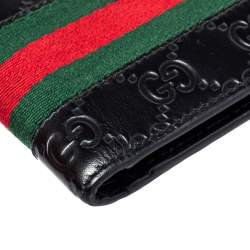 مملوكة مسبقًا Gucci Black Guccissima Leather Web Bifold Wallet
