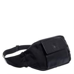 Pre Owned Gucci Black Leather And Canvas Belt Bag