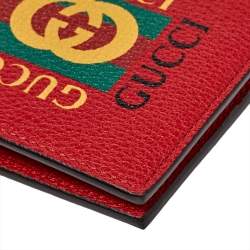 مملوكة مسبقًا محفظة غوتشى ثنائية الطيه شعار جلد حمراء 