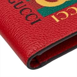 مملوكة مسبقًا محفظة غوتشى ثنائية الطيه شعار جلد حمراء 