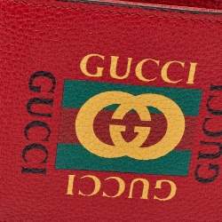 مملوكة مسبقًا محفظة غوتشى ثنائية الطيه شعار جلد حمراء 
