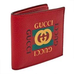 مملوكة مسبقًا محفظة غوتشى ثنائية الطيه شعار جلد حمراء 