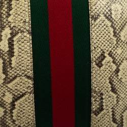 مملوكة مسبقًا حقيبة كلتش غوتشي ويب جلد ثعبان بيج