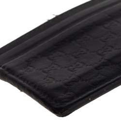 Pre Owned حافظة بطاقات غوتشي جلد ميكروغوتشيسيما أسود