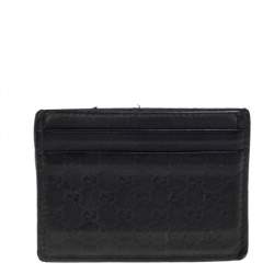 Pre Owned حافظة بطاقات غوتشي جلد ميكروغوتشيسيما أسود