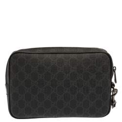 Gucci Black GG Supreme Canvas Wristlet Pouch