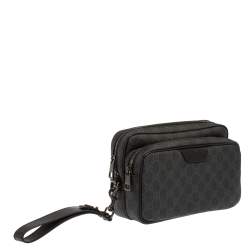 Gucci Black GG Supreme Canvas Wristlet Pouch