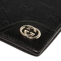 Gucci Black Leather and Canvas Interlocking G Bifold Wallet